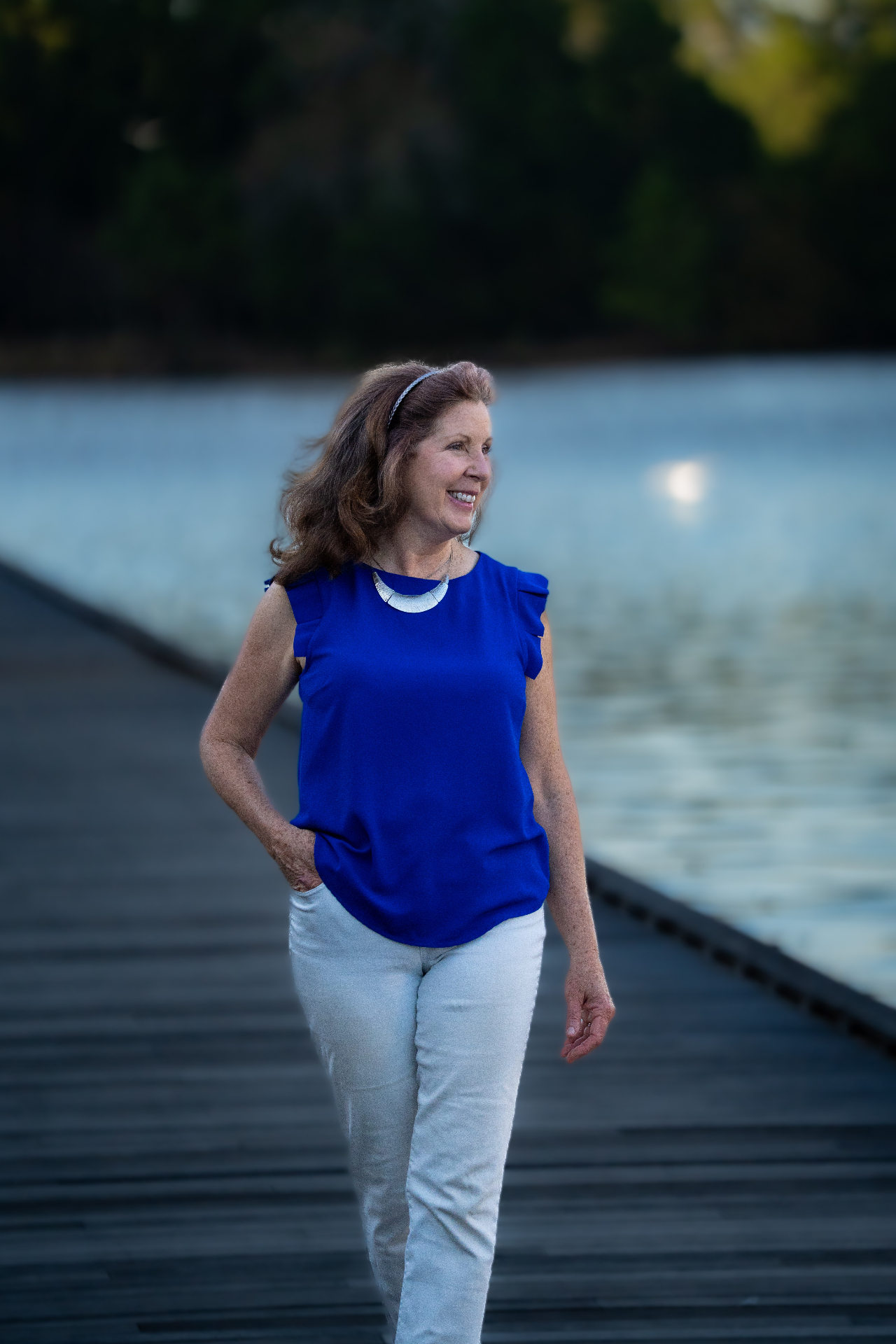 By the water at dusk