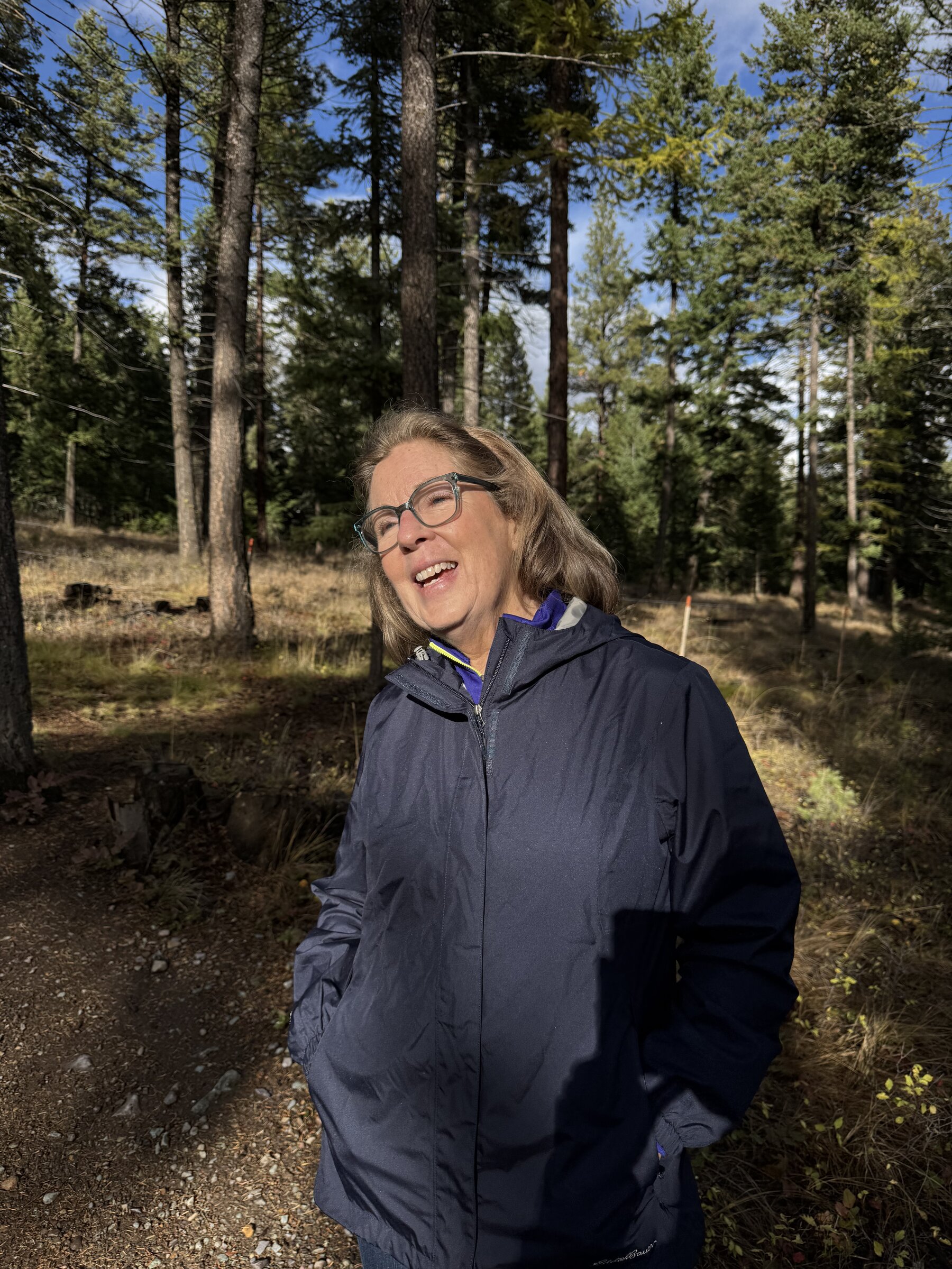 A laugh among the pines