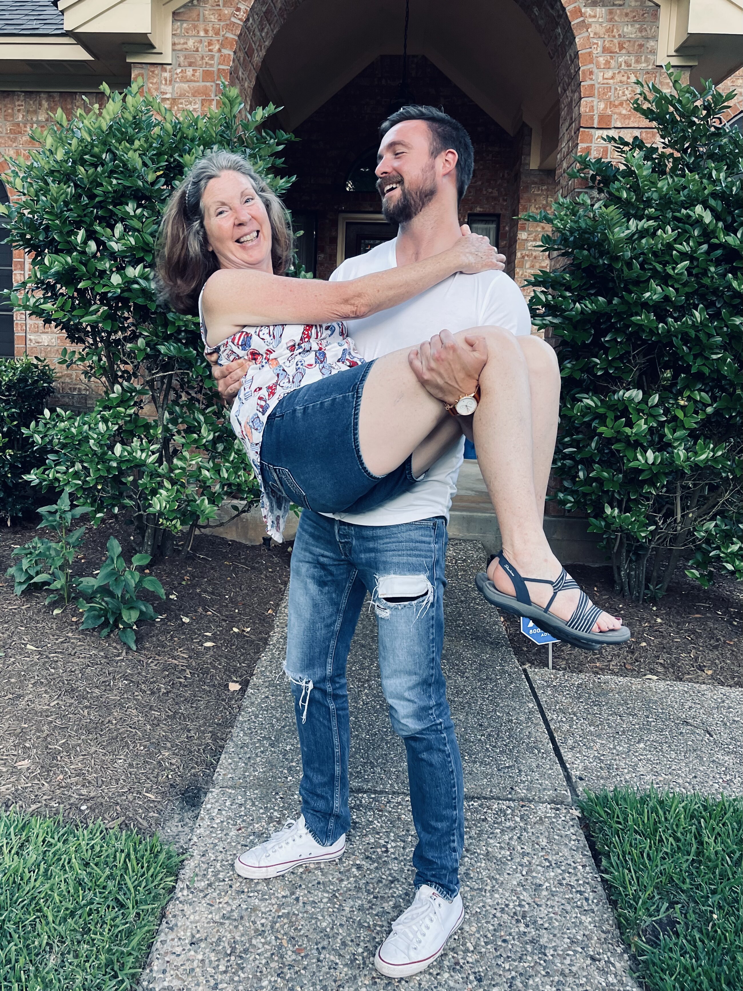A playful moment with her son